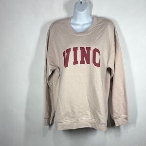 Suburban Riot Beige Sweatshirt with Red 'VINO' Print size large